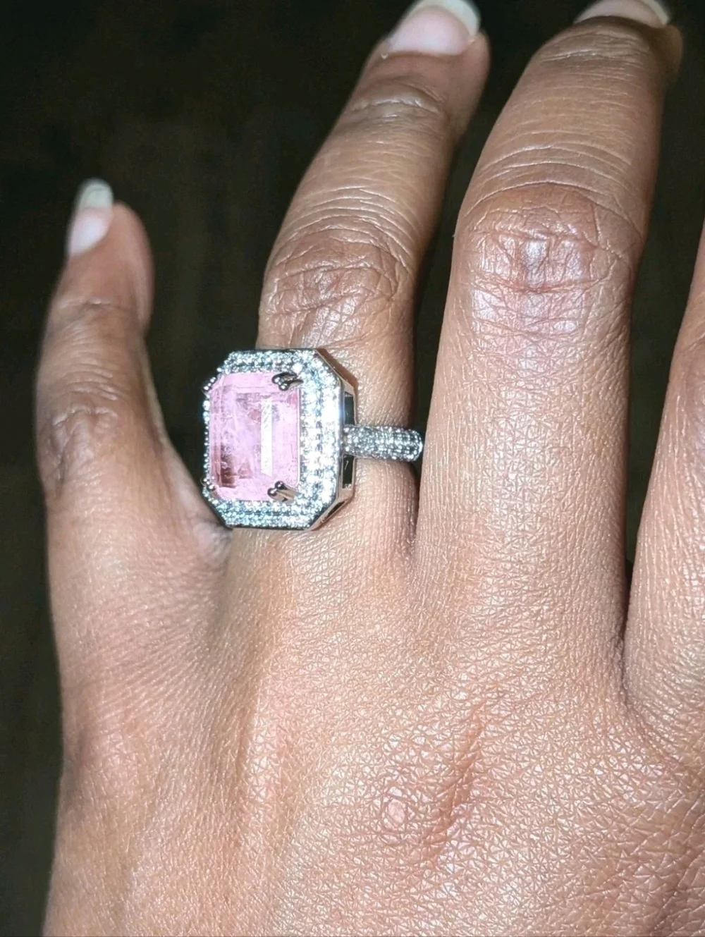 Shiny S925 6 Ct Lab- Created Kunzite Diamond Engagement Ring For Women Sz 6.5
